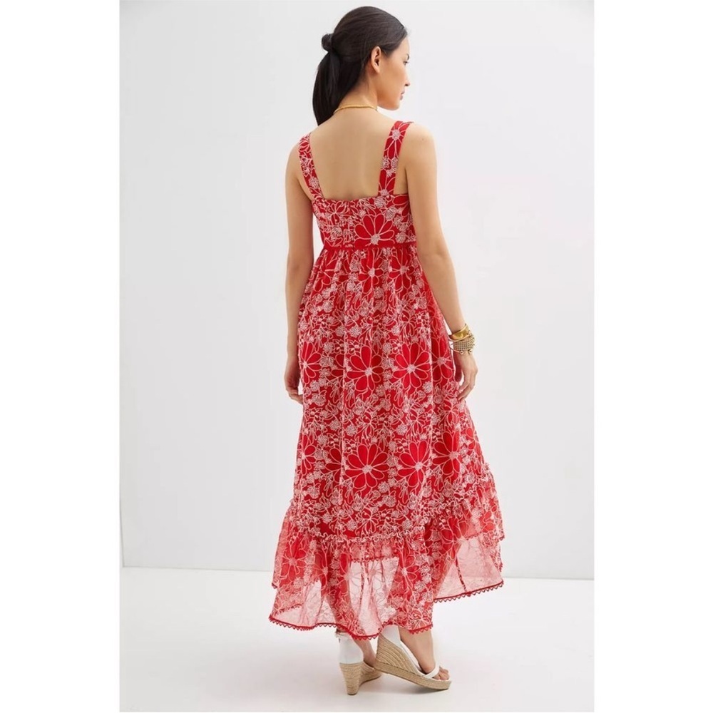 Anthropologie Sachin & Babi Dress Embroidered Floral Maxi in Red - Picture 3 of 9